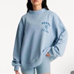 Parke Light Blue Relaxed Mock-Neck Sweatshirt